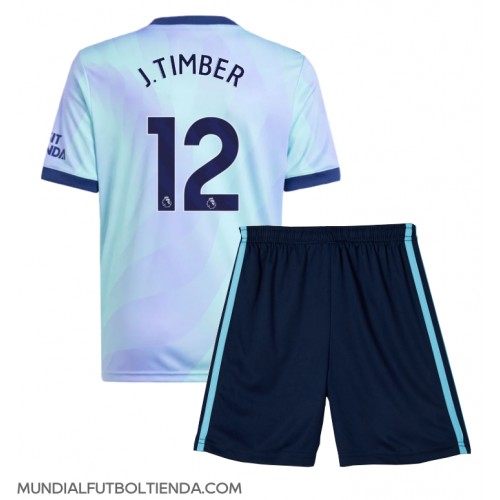 Camiseta Arsenal Jurrien Timber #12 Tercera Equipación Replica 2024-25 para niños mangas cortas (+ Pantalones cortos)